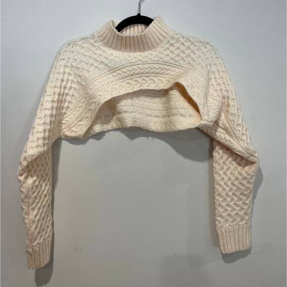 ASTR the Label Imani Long Sleeve Mock Neck Knit Shrug Sweater Cream Women's XS - Picture 2 of 4
